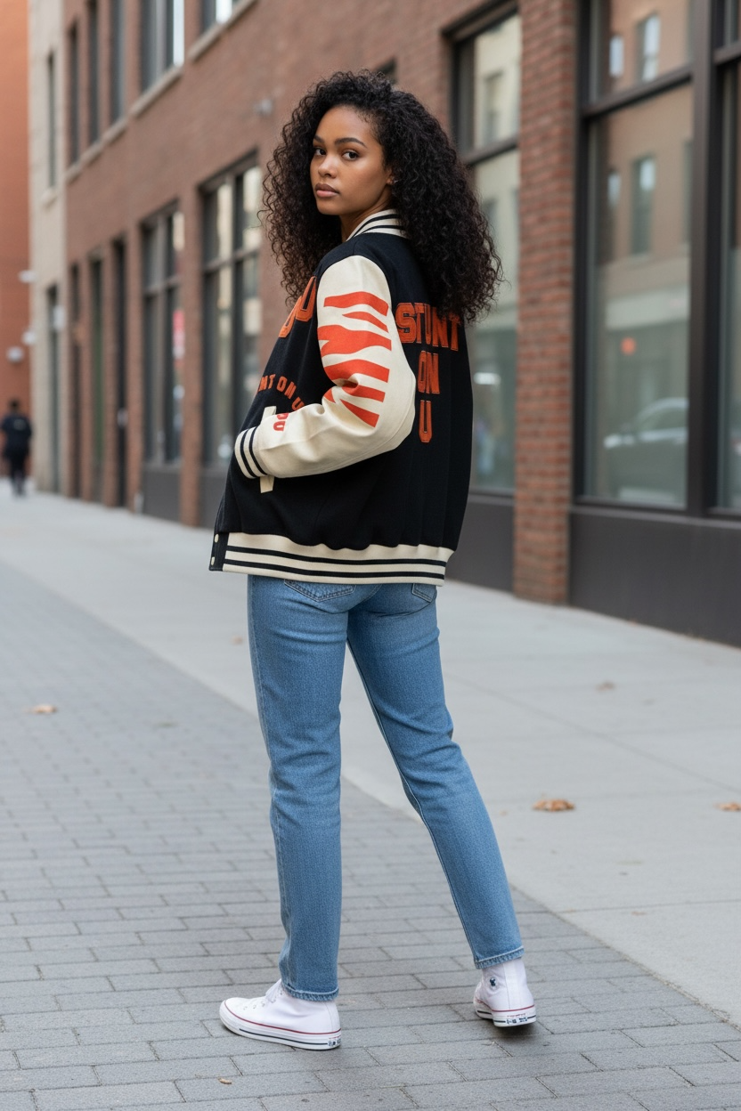 Stunt On U Signature Fleece Varsity Jacket | Orange Edition