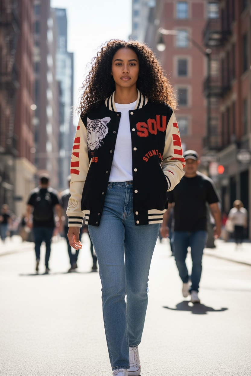 Stunt On U Signature Fleece Varsity Jacket | Orange Edition