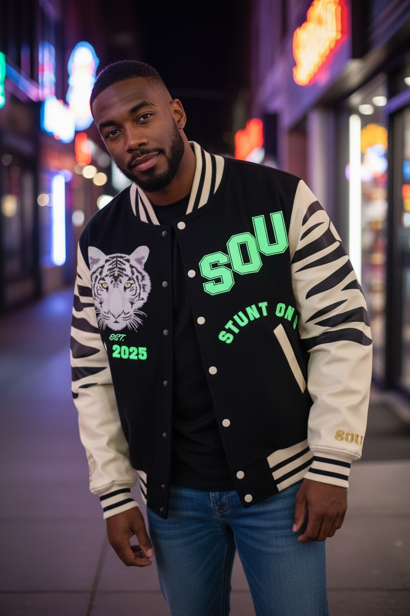 Stunt On U " Tribe of Judah" Fleece Varsity Jacket | Glow in the Dark Edition