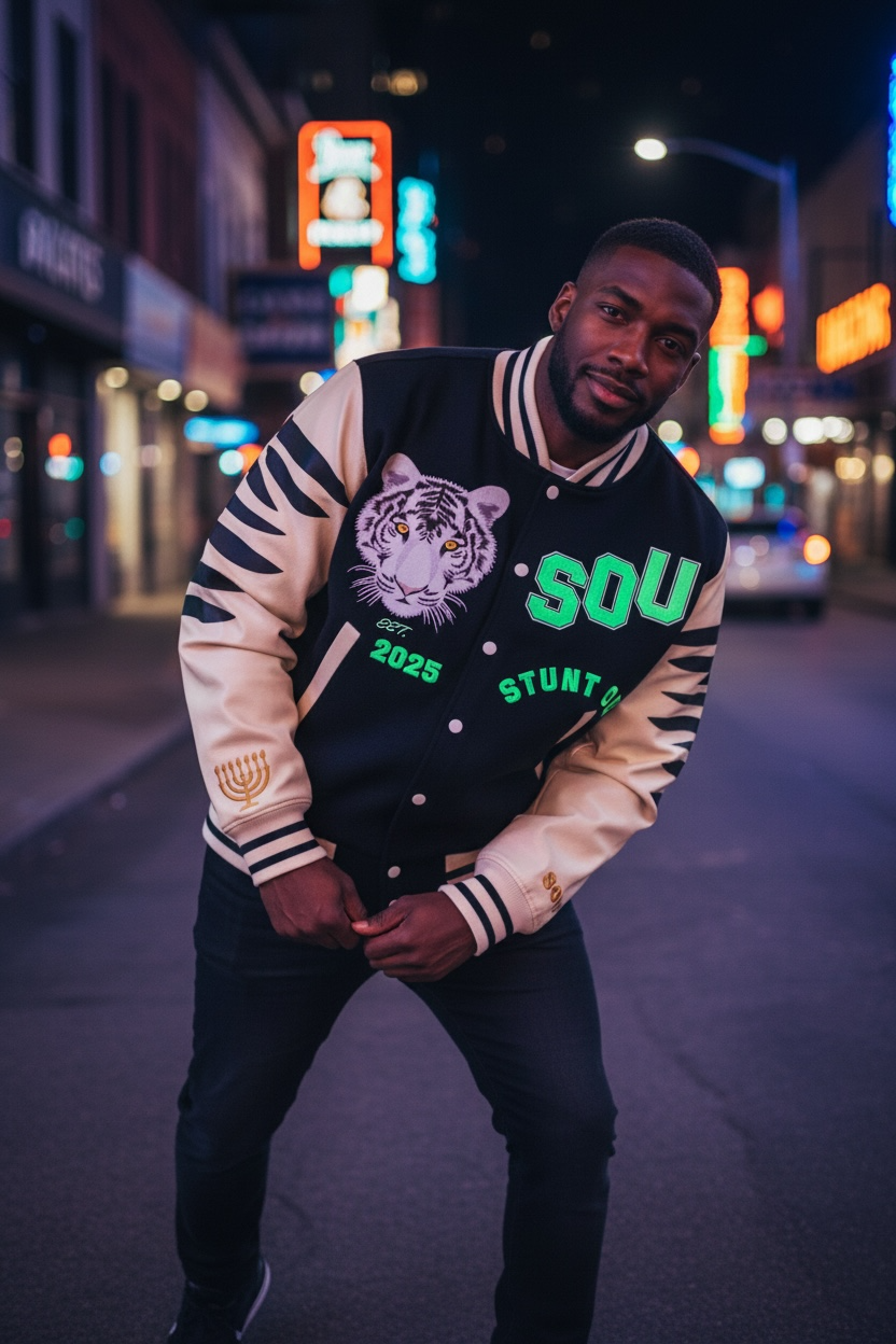 Stunt On U " Tribe of Judah" Fleece Varsity Jacket | Glow in the Dark Edition